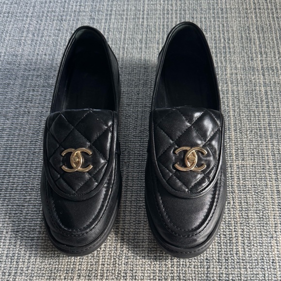 Authentic Chanel Quilted Black Loafers - Picture 2 of 11
